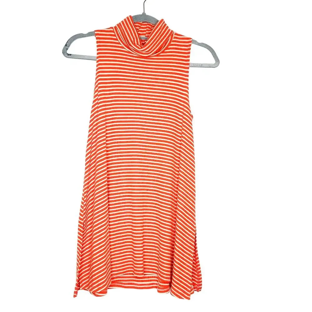 Anthropologie Puella Striped Mock Neck Ribbed Tunic Top, Made in USA, Size Small - Picture 2 of 9